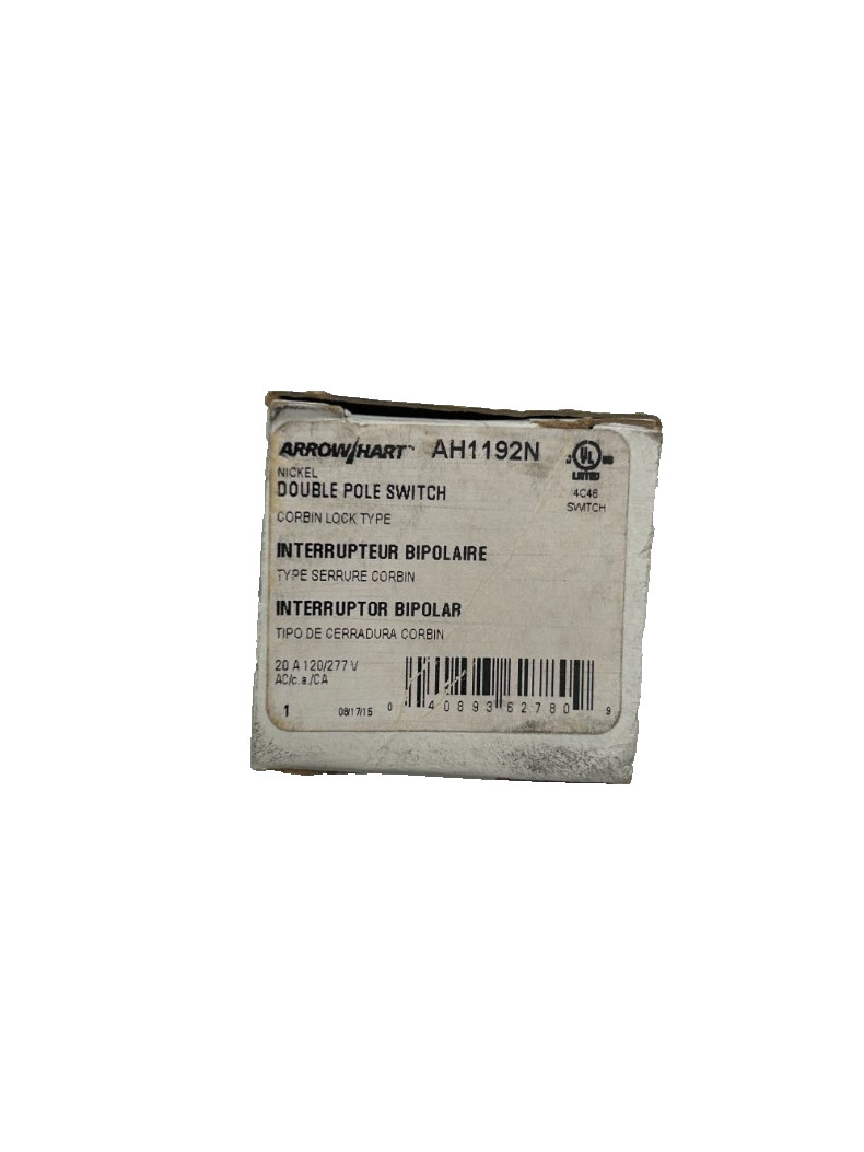 Arrow Hart AH1192N Double Pole Switch 20A 120/277V