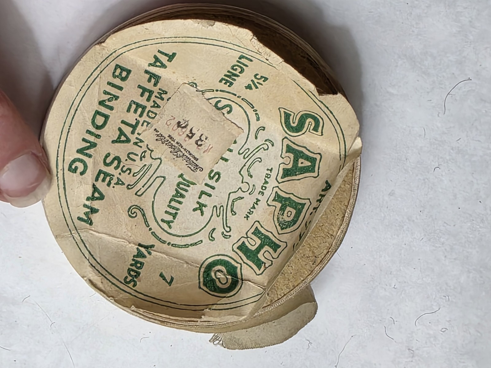FREDERICK LOESER & CO Brooklyn NYC vintage SAPHO silk taffeta seam binding roll