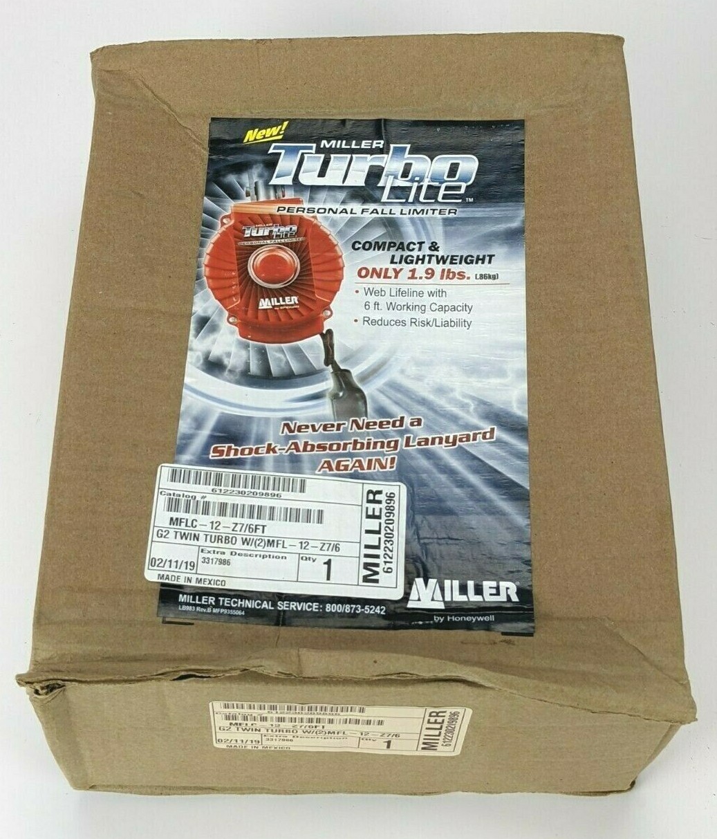 Miller MFLC-12-Z7/6FT, 6' Twin Turbo Fall Protection System w/G2 Connector