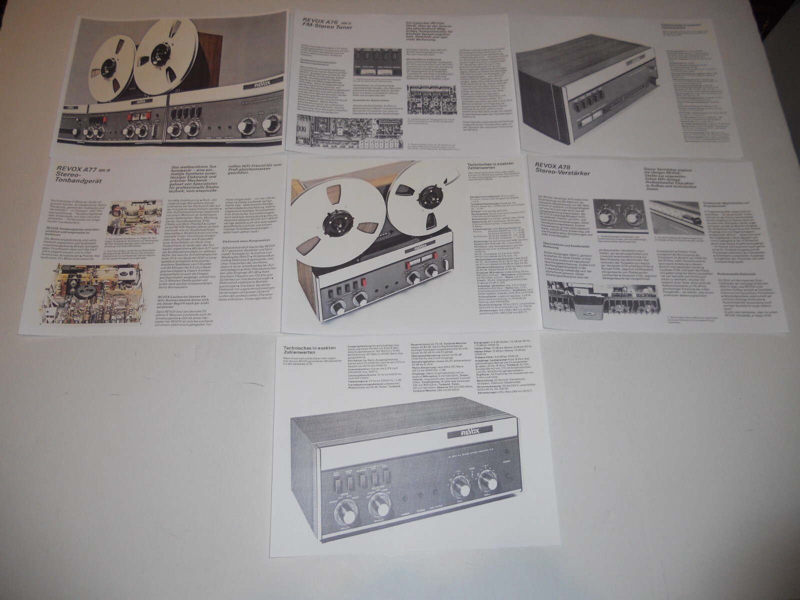 Revox Audiophile 1972 Brochure in German 7 Pages, Specs, Articles A76, A77, A78