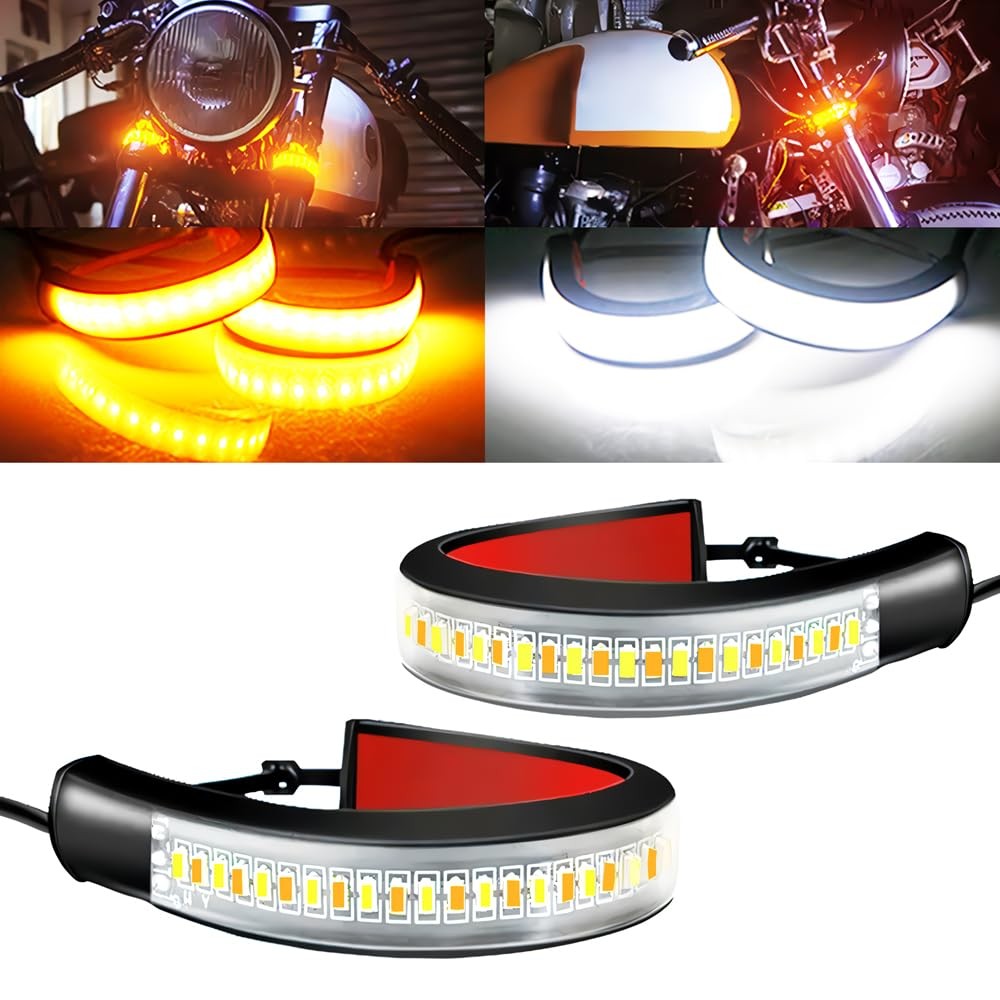 Motorcycle Daytime Running Light Switchback LED Strip White Amber DRL LED