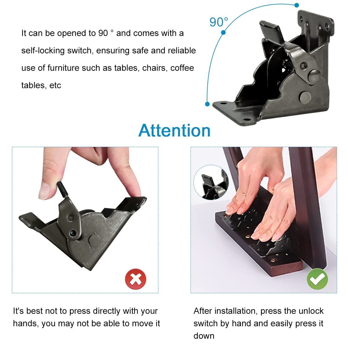 Folding Leg Brackets 4PCS Heavy Duty Self Locking Table Hinge Hardware Workbench