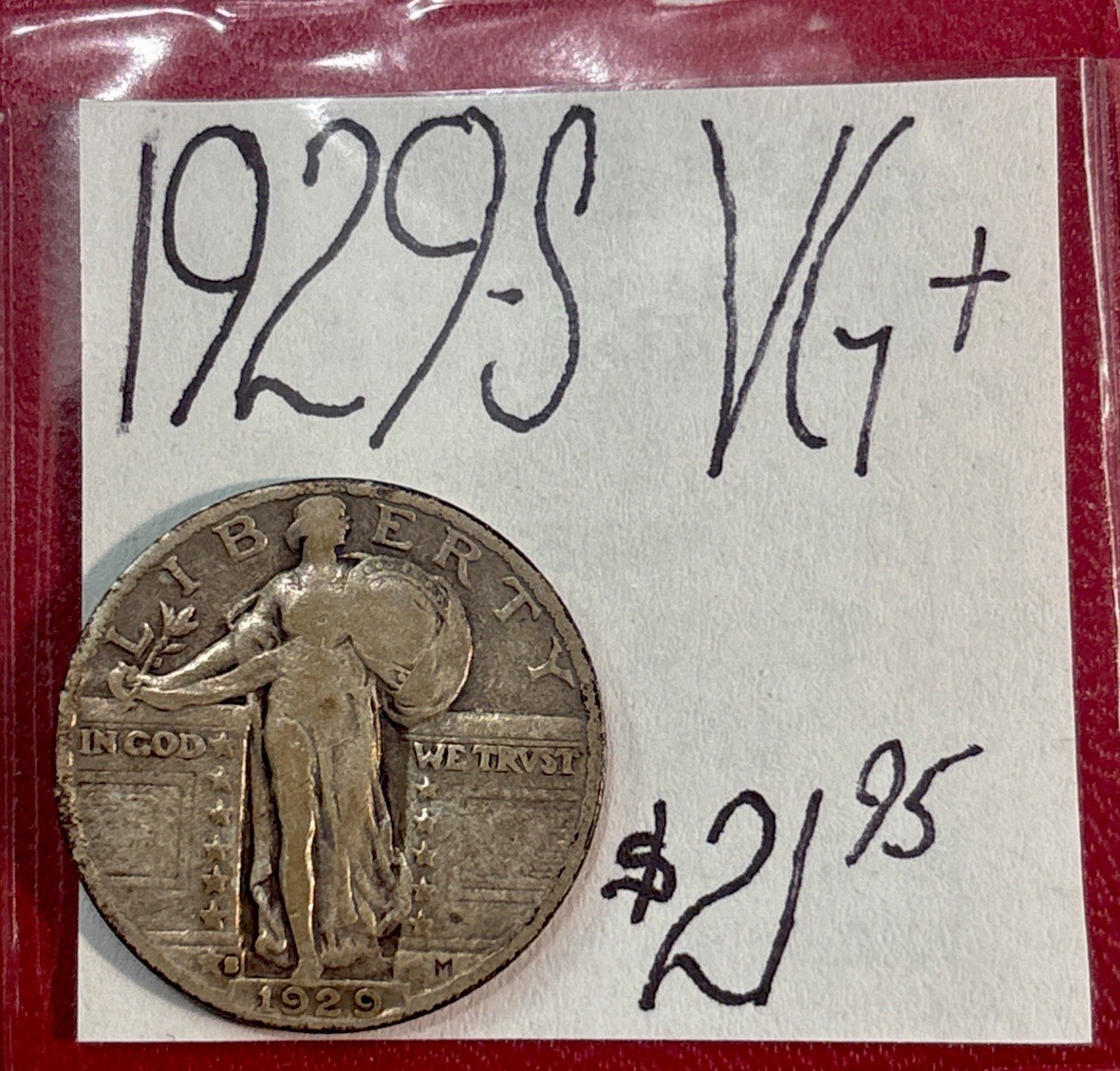 1929-S Standing Liberty Silver Quarter (VG+) Very Good+ Condition!  ENN Coins