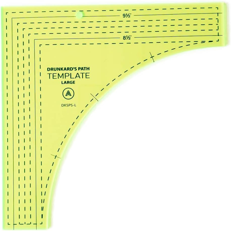Drunkards Path Quilting Template Large Curved Acrylic Tools with 1/4” Seam...