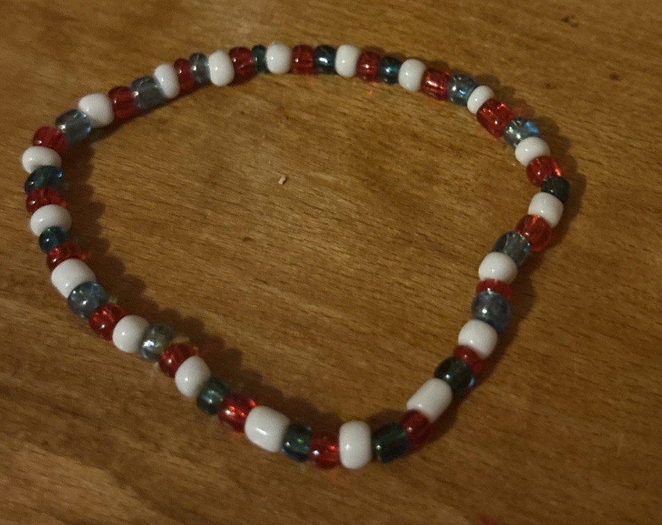 Handmade Red White And Blue Seed Bead Bracelet