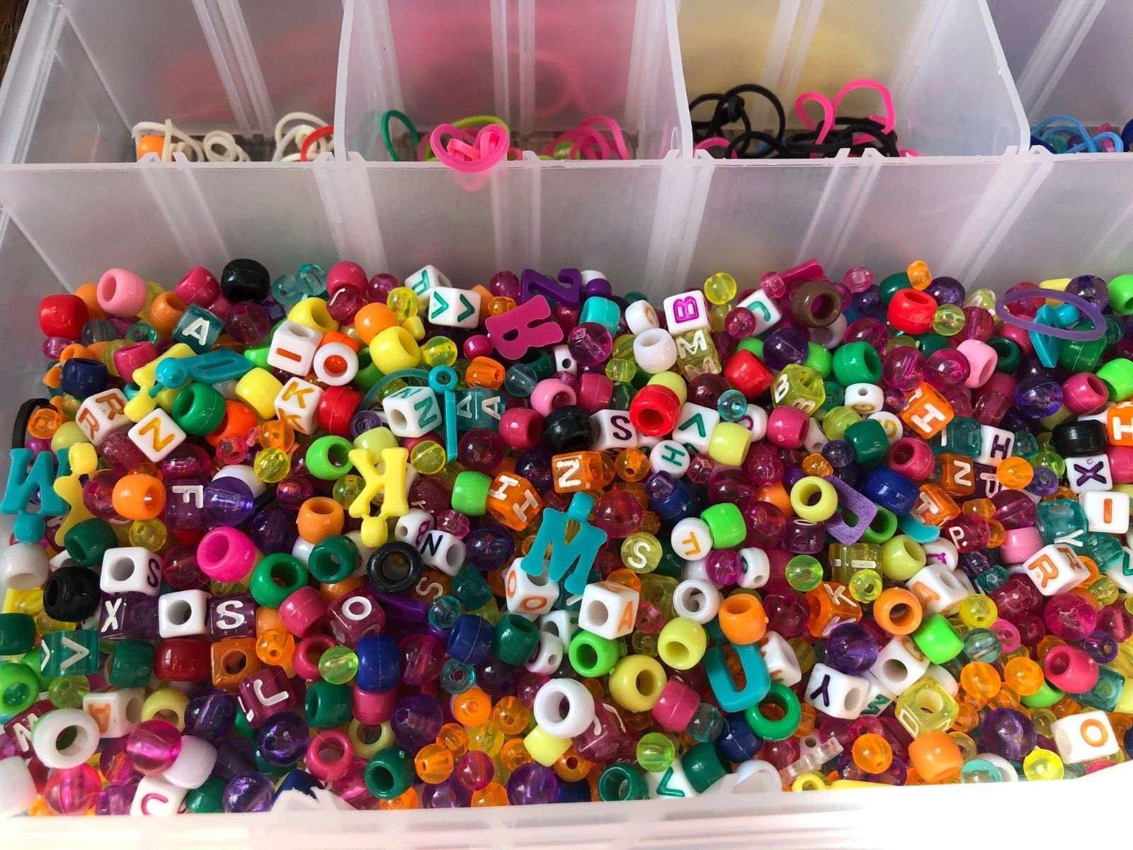 Bead Lot Multi Color Assortment w/ Clear Plastic Storage Box