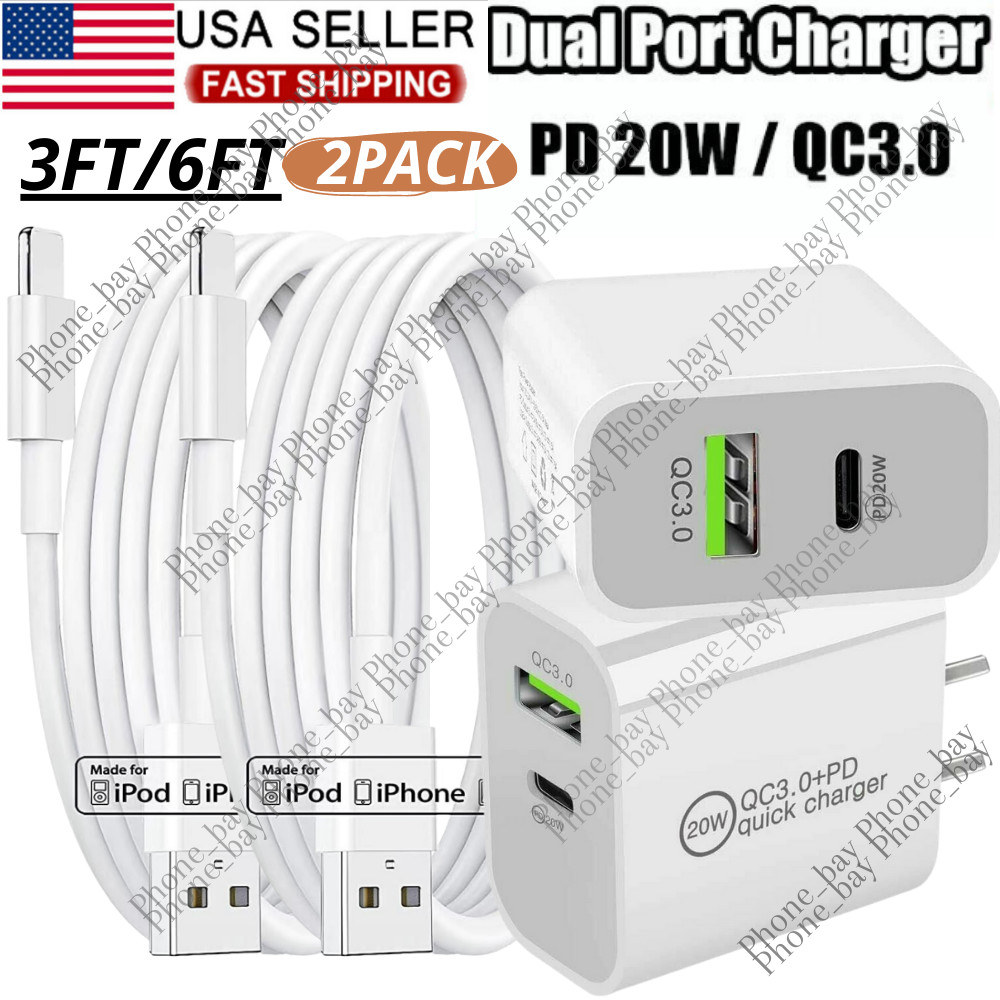 Fast Wall Charger Block Cube PD 20W QC3.0 Power Adapter For iPhone 14 13 12 iPad