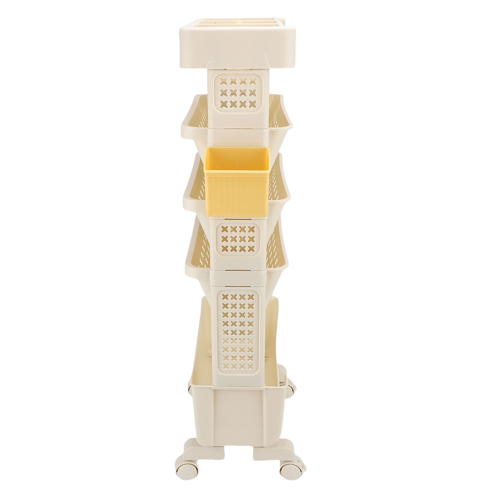 Rolling Book Cart 5 Tier Multi Functional Movable Storage Book Rack White