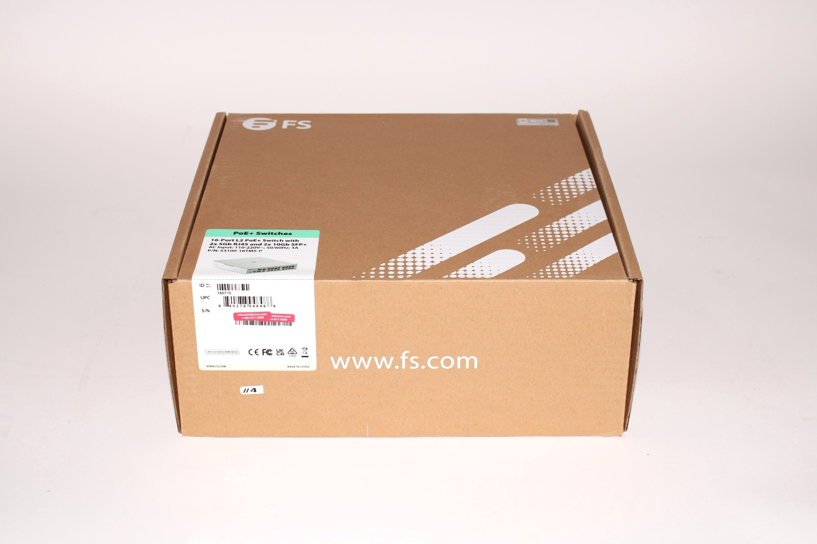 S3100-16TMS-P, FS 16-Port Gigabit Ethernet L2+ PoE+ Switch, (6) POE+ RJ-45 ports