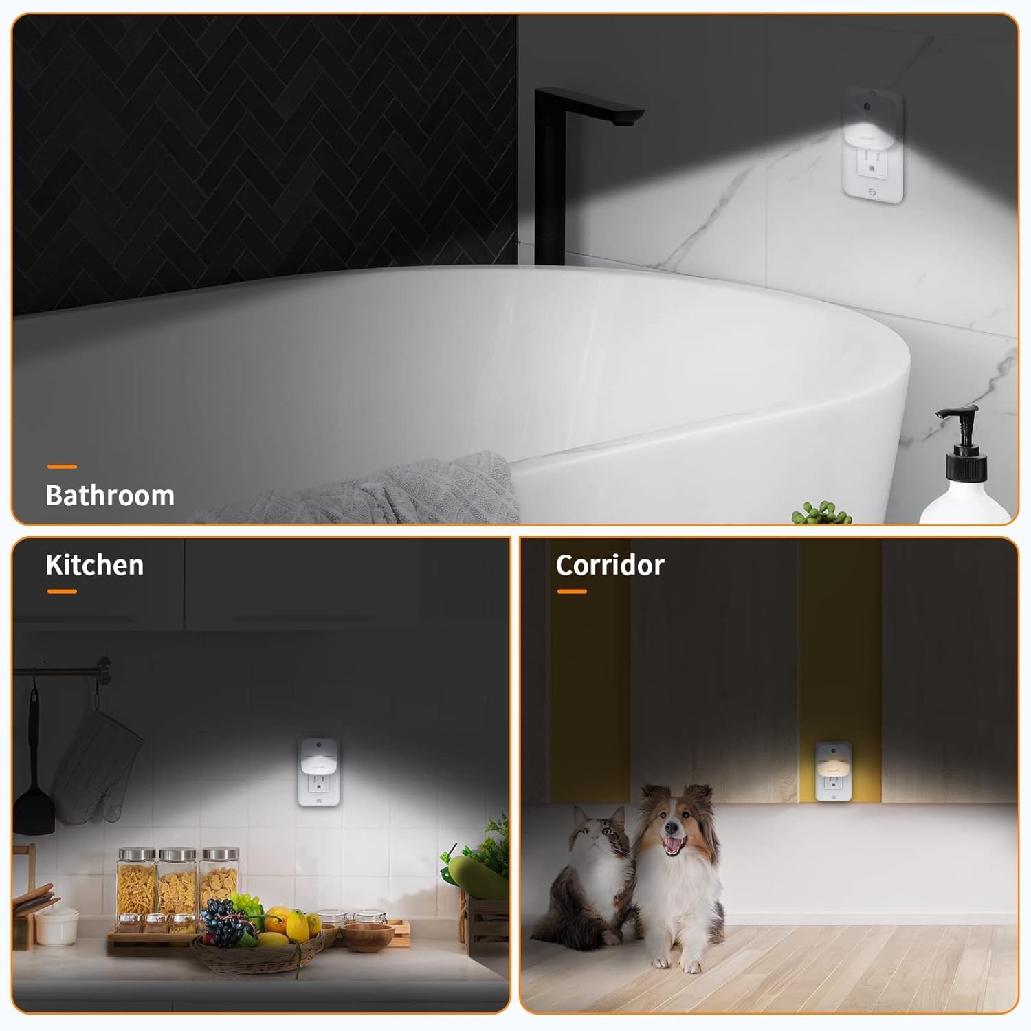 LED Night Lights Plug into Wall W/ Dusk-to-Dawn Sensor Automatically Turn on &