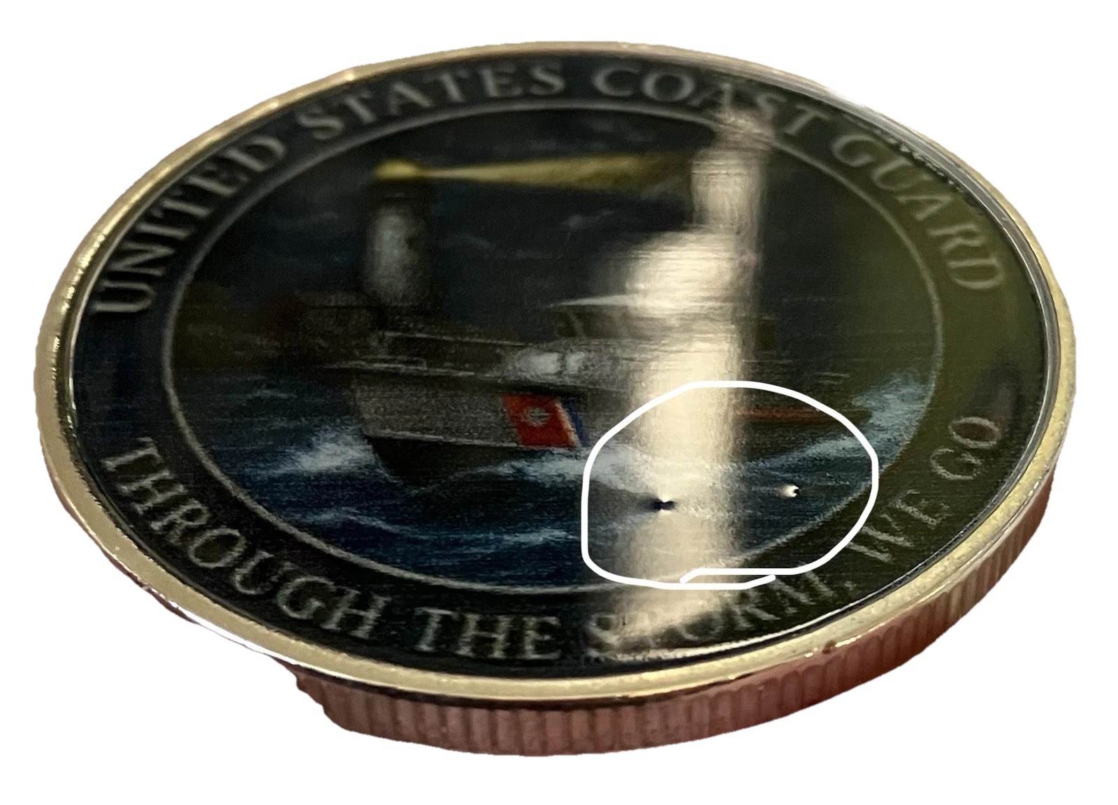 US Coast Guard Imperfect Coin-Silver Colored-2D-super Small Bumps-Random