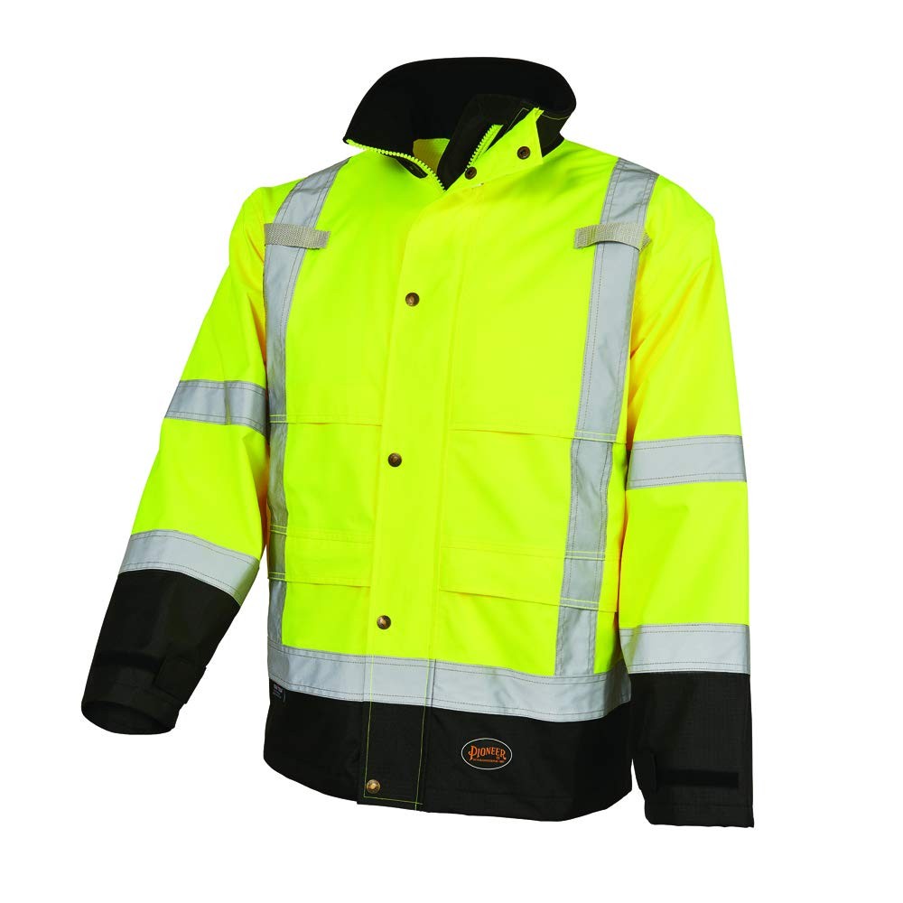 Pioneer Safety Ripstop Rain Gear Safety Jacket, Orange/Yellow-Green V1200261U-L