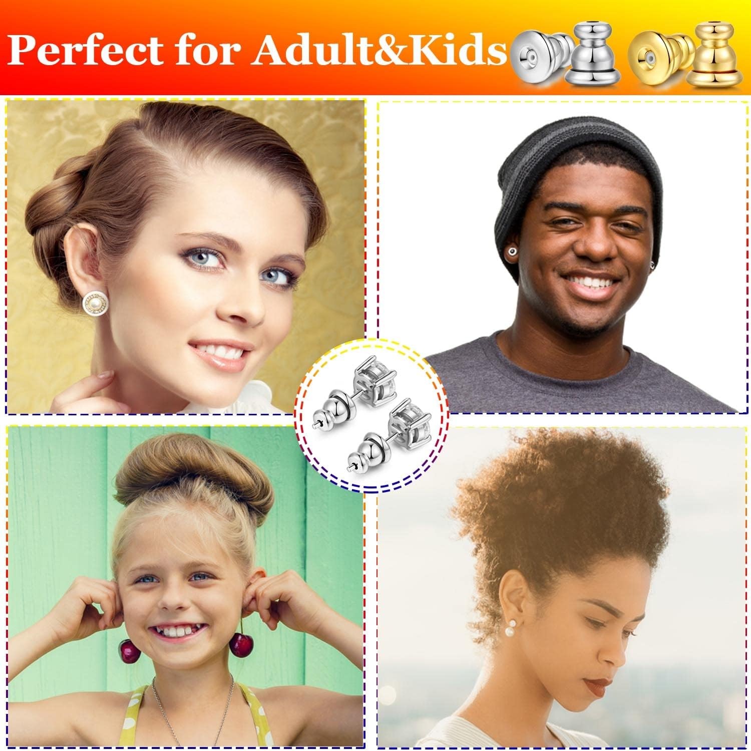 Locking Earring Backs for Studs, Hypoallergenic Silver Bullet 2 Pairs