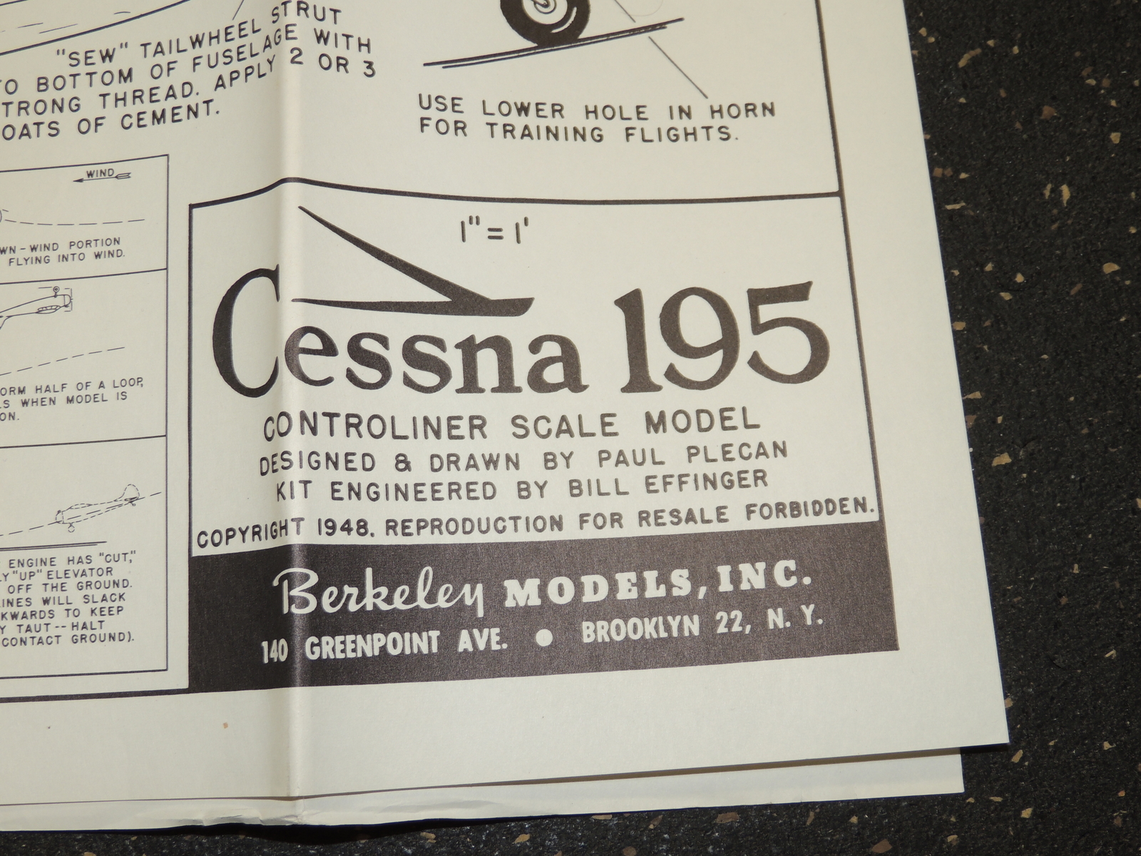 Berkeley Models Airplane Blueprints Plans 1948 Cessna 195