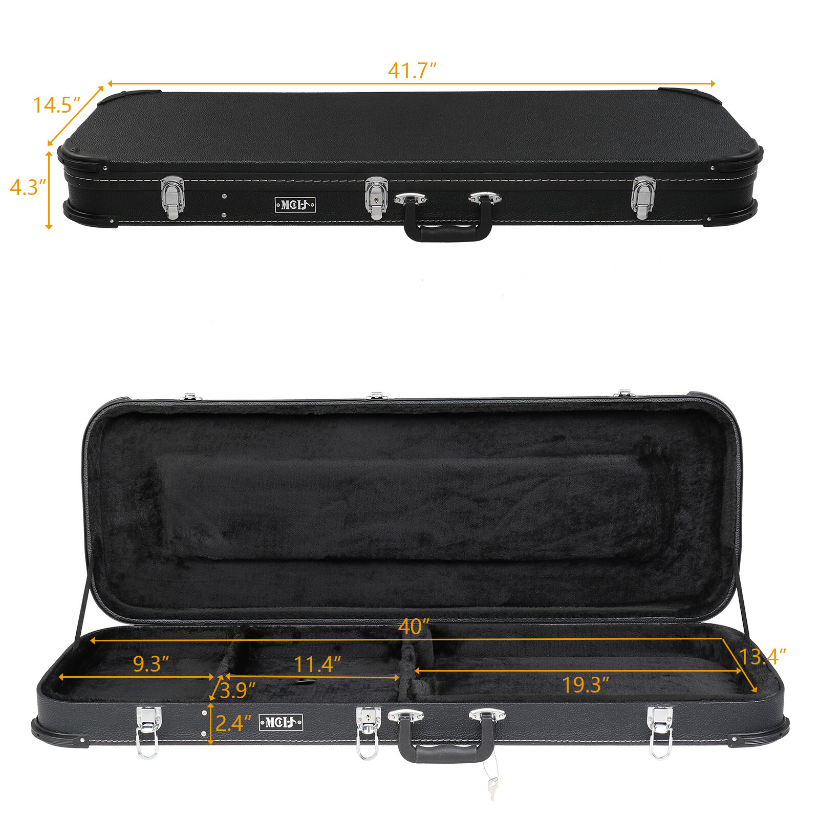 ST Electric Guitar Hardshell Case - Black & SG/TL/Model 170/Flame-Shaped Models