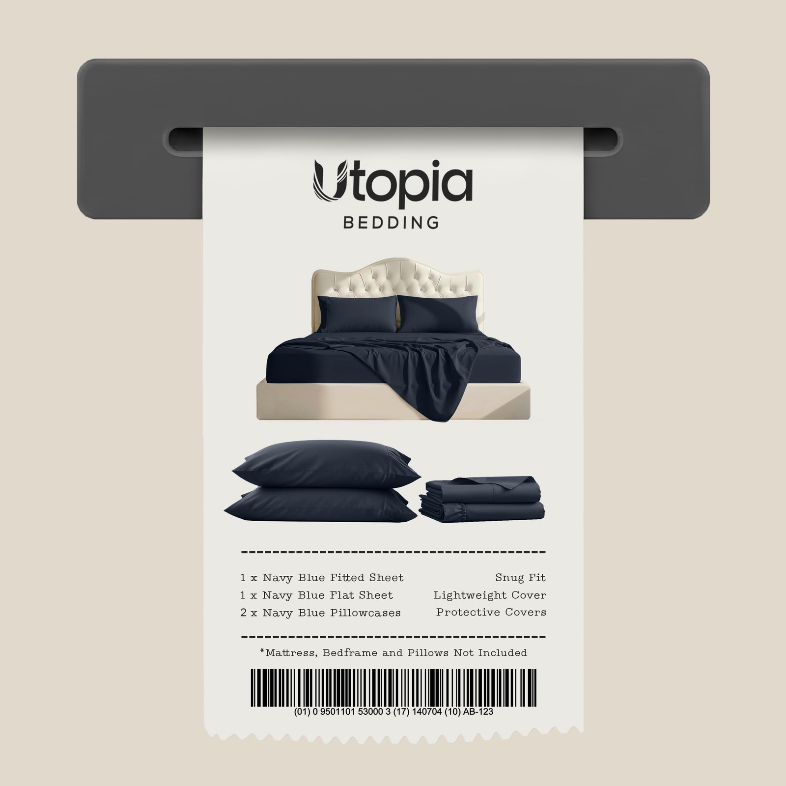 Utopia Bedding Queen Size Sheet Set Navy Soft Microfiber Oeko Tex 4-Piece