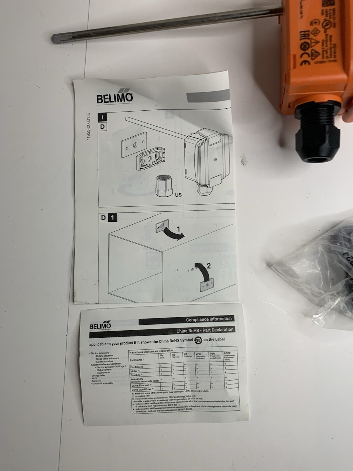 Belimo 01DT-5LN Duct/Immersion Sensor Temperature Passive, NTC10k (10k2), 6"
