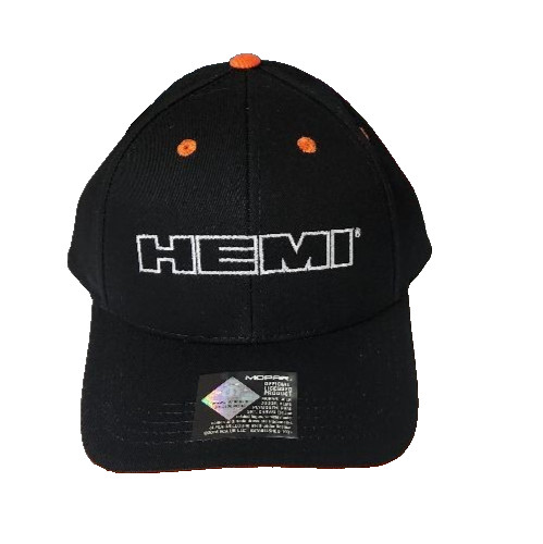 NEW ADULT HEMI LOGO EMBROIDERED BLACK WITH ORANGE ACCENTS COTTON HAT 99470