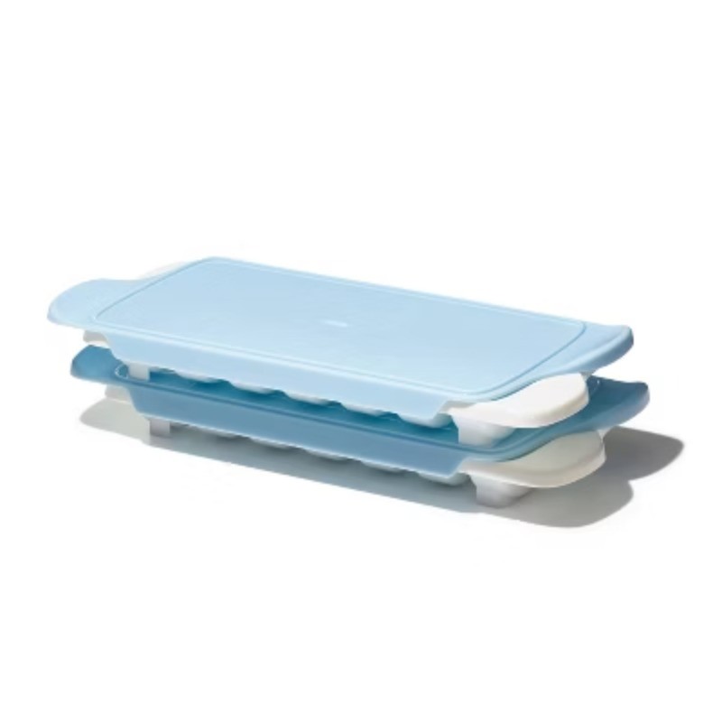 2pk Ice Cube Tray Light Blue: Plastic, 14 Cavities, Dishwasher-Safe