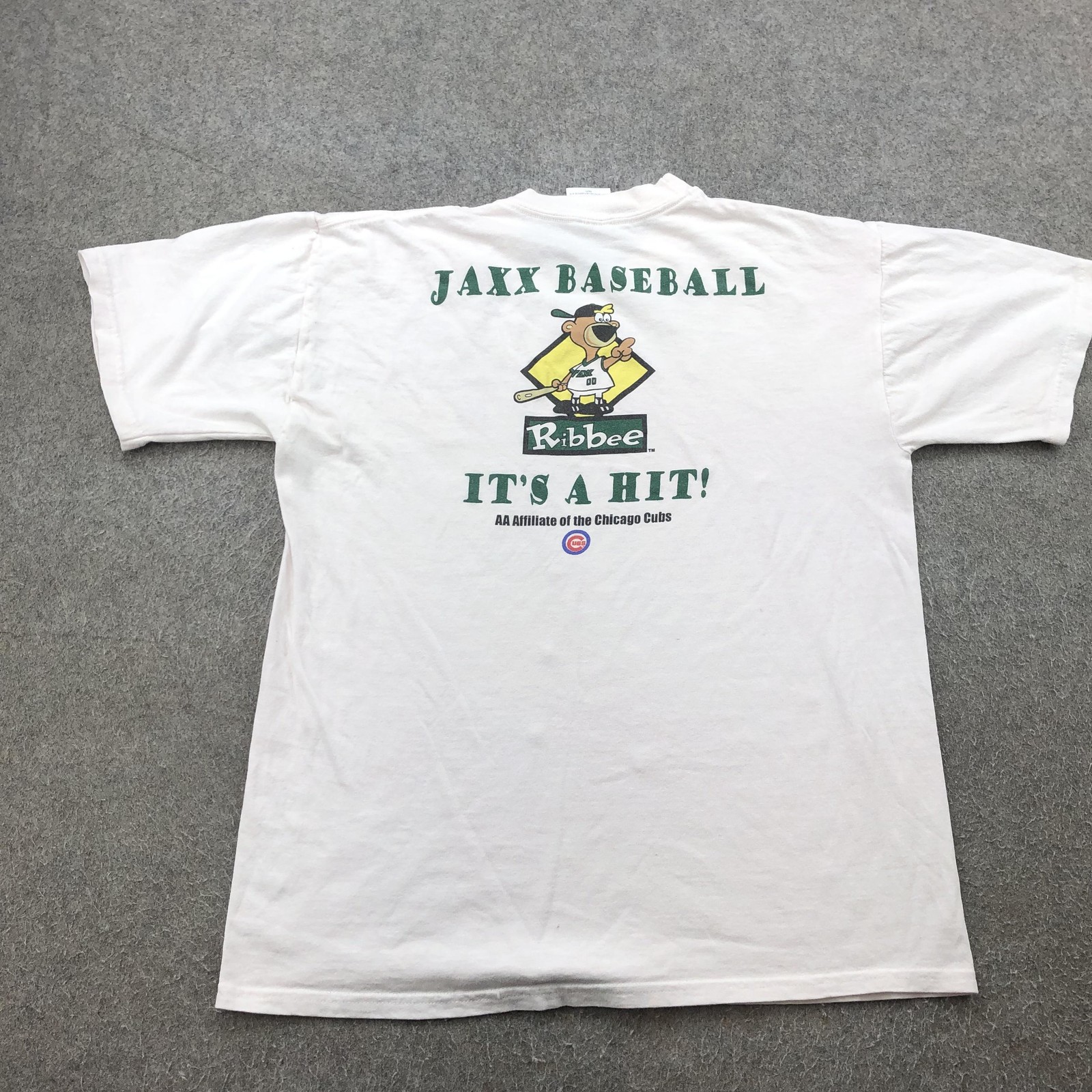 Vintage West Tenn Diamond Jaxx Shirt Mens Large White MILB Mascot Ribbee