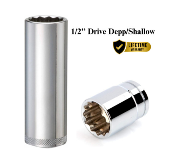 1/2'' Inch Drive 12-Point Socket Shallow Deep 8-32mm New