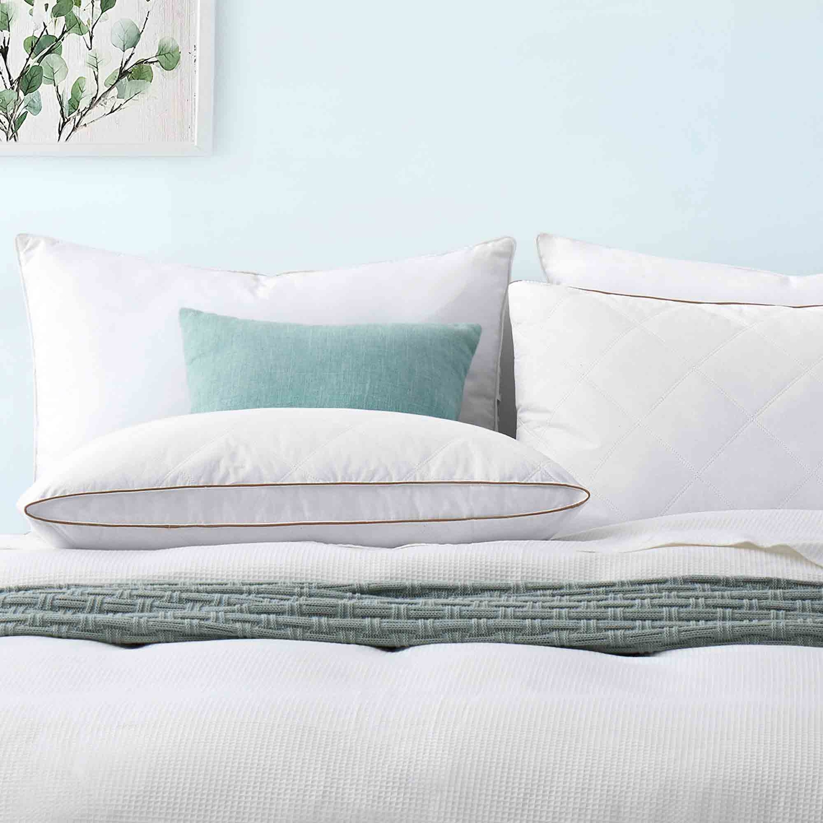 2 Pack Gusseted Goose Feather Down Bed Pillows King Size Pillows
