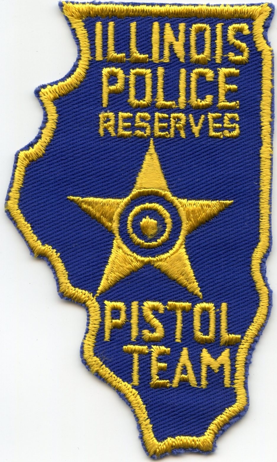 old vintage ILLINOIS STATE Shape Shaped POLICE RESERVES PISTOL TEAM POLICE PATCH