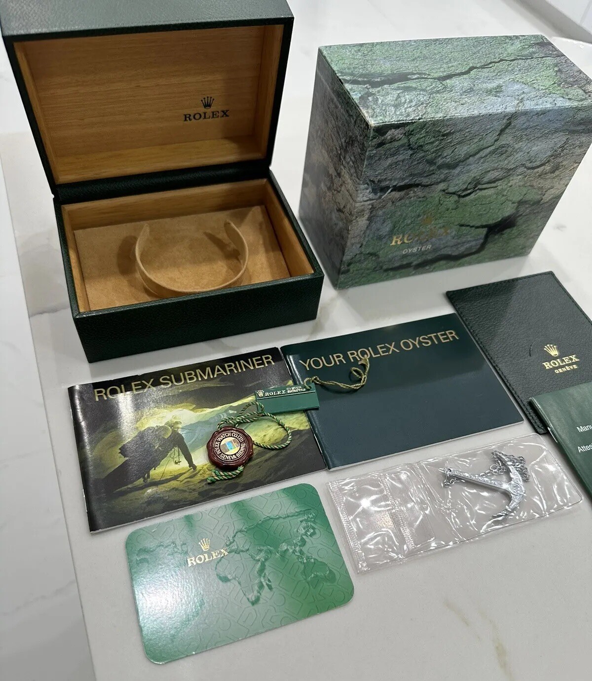 GENUINE Vintage Rolex Submariner 16613 Watch Box Booklet Anchor FULL SET 2001-05