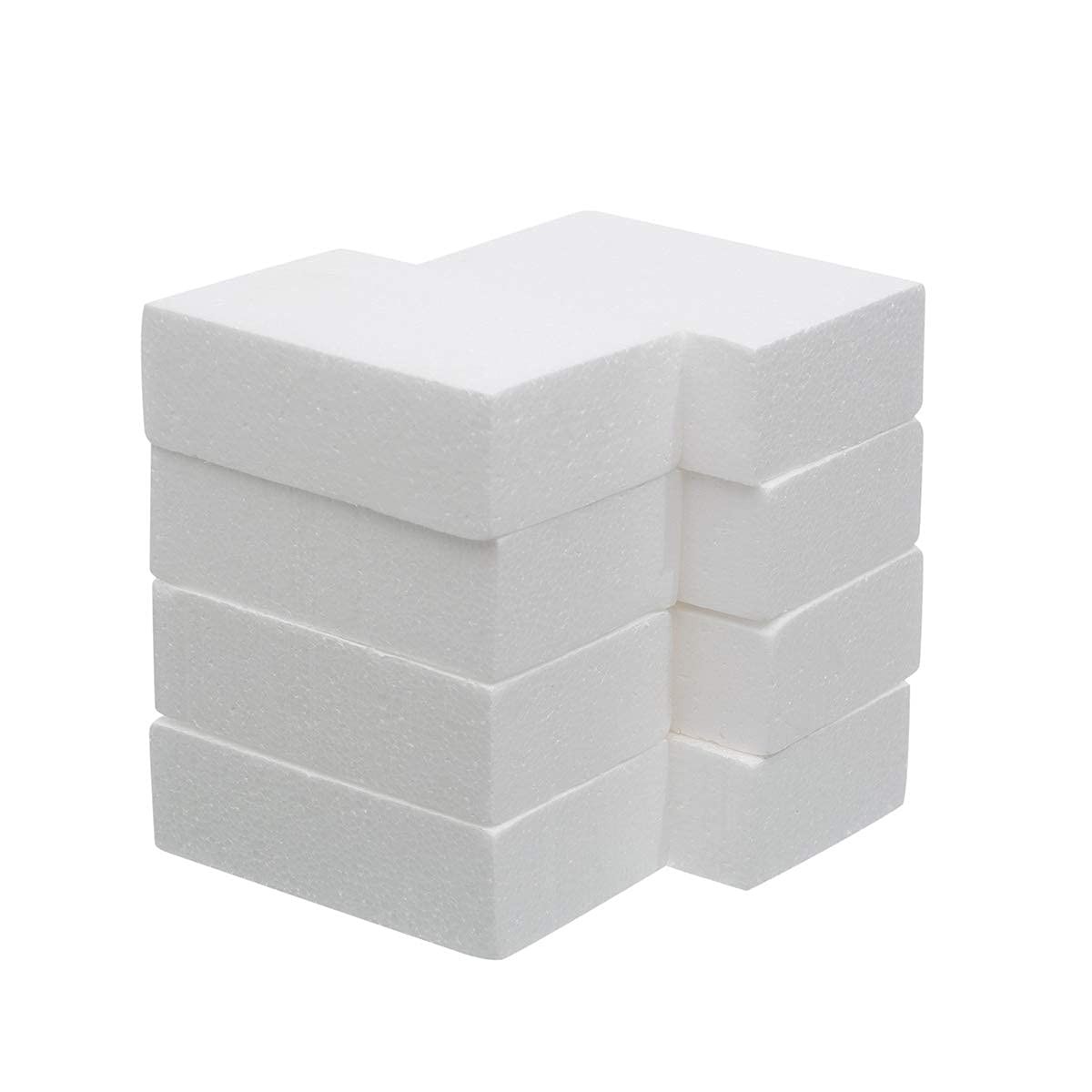 Crafare 8 Pack Craft Foam Blocks 6X4X2in Polystyrene Brick Rectangle for Arts