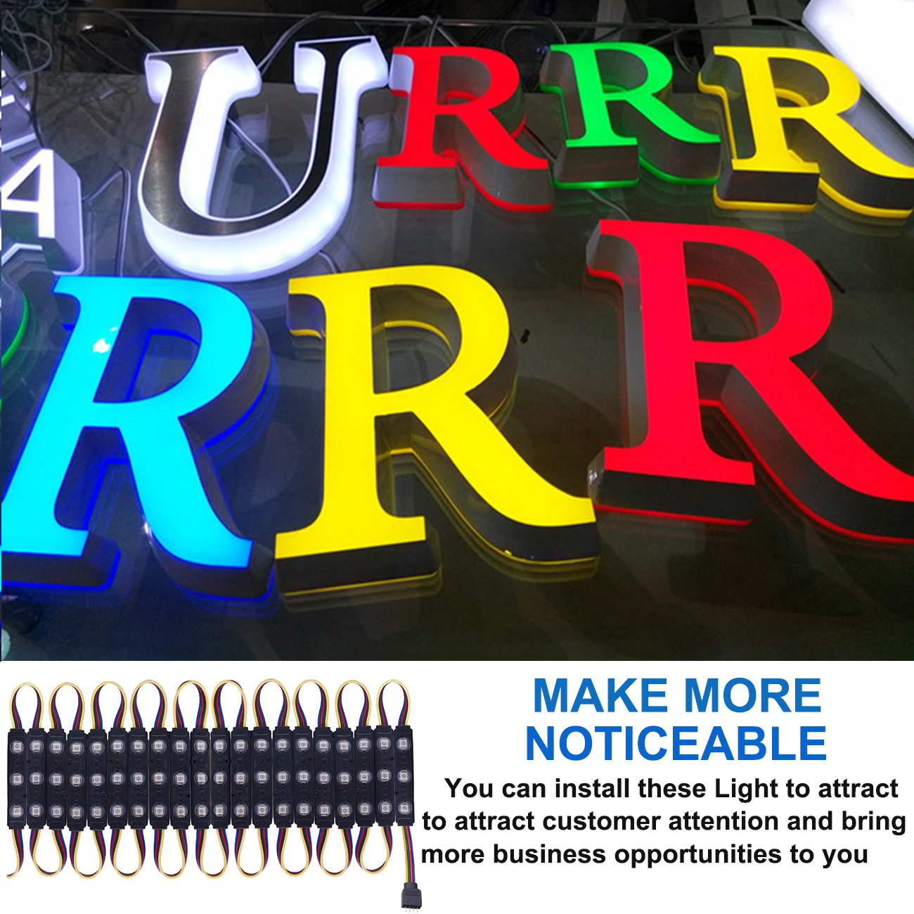 10-250FT 5050 3 LED Module Store Front Window Light Sign Lamp Waterproof DC 12V