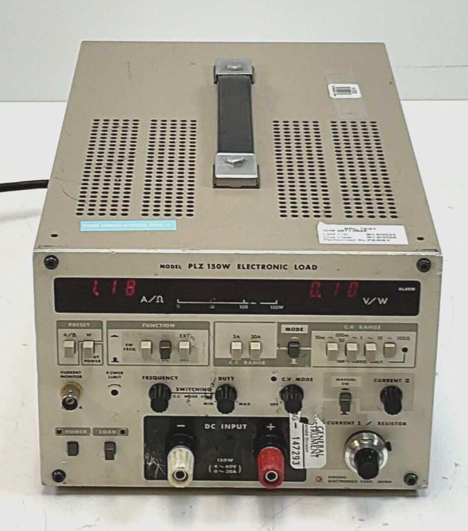 Kikusui Model PLZ-150W Electronic Load Tested Calibration through 8-2024