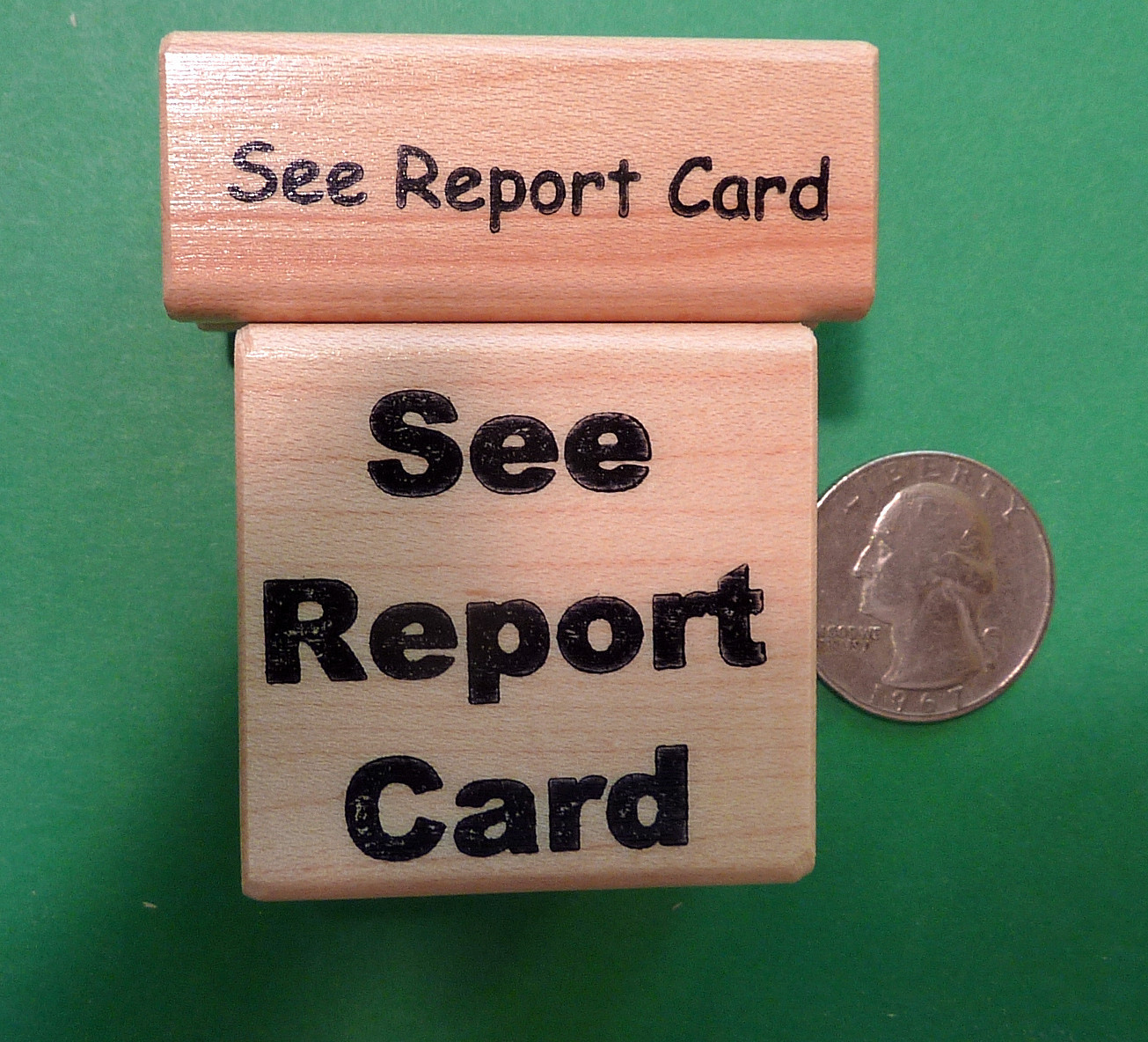 See Report Card - Teacher's Set of 2 Wood Mounted Rubber Stamps