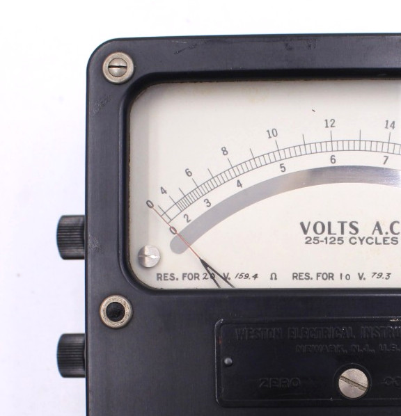 Vintage Weston Model 433 Zero Corrector AC Volt Meter - Tested
