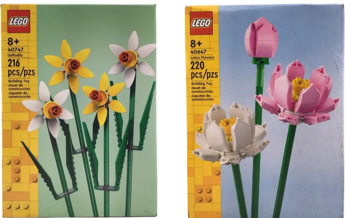 LEGO Lot of 2 Flowers Building Sets 40647 Lotus and 40747 Daffodils