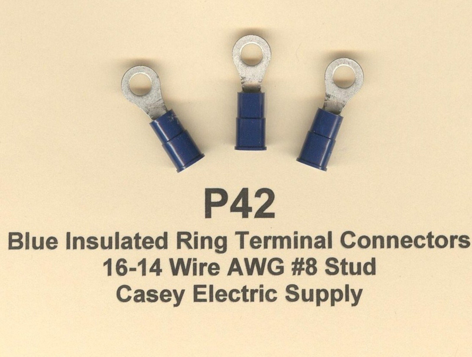 100 Blue Insulated RING Terminal Connectors #16-14 Wire AWG #8 Stud MOLEX