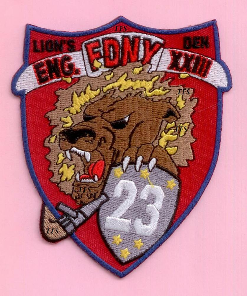 New York City Fire Dept Engine 23 Patch Lion Red