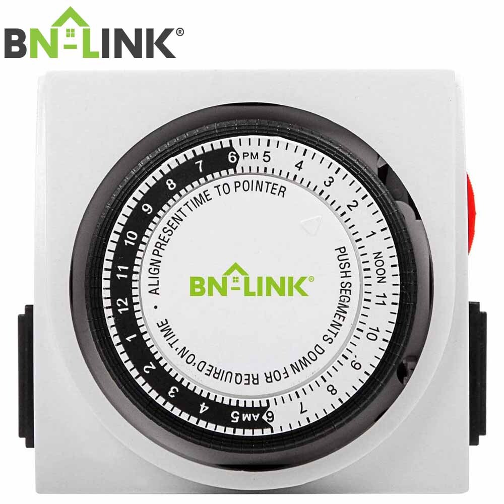 BN-LINK Heavy Duty Mechanical 24 Hour Timer Dual Outlet 3-Prong Accurate Indoor