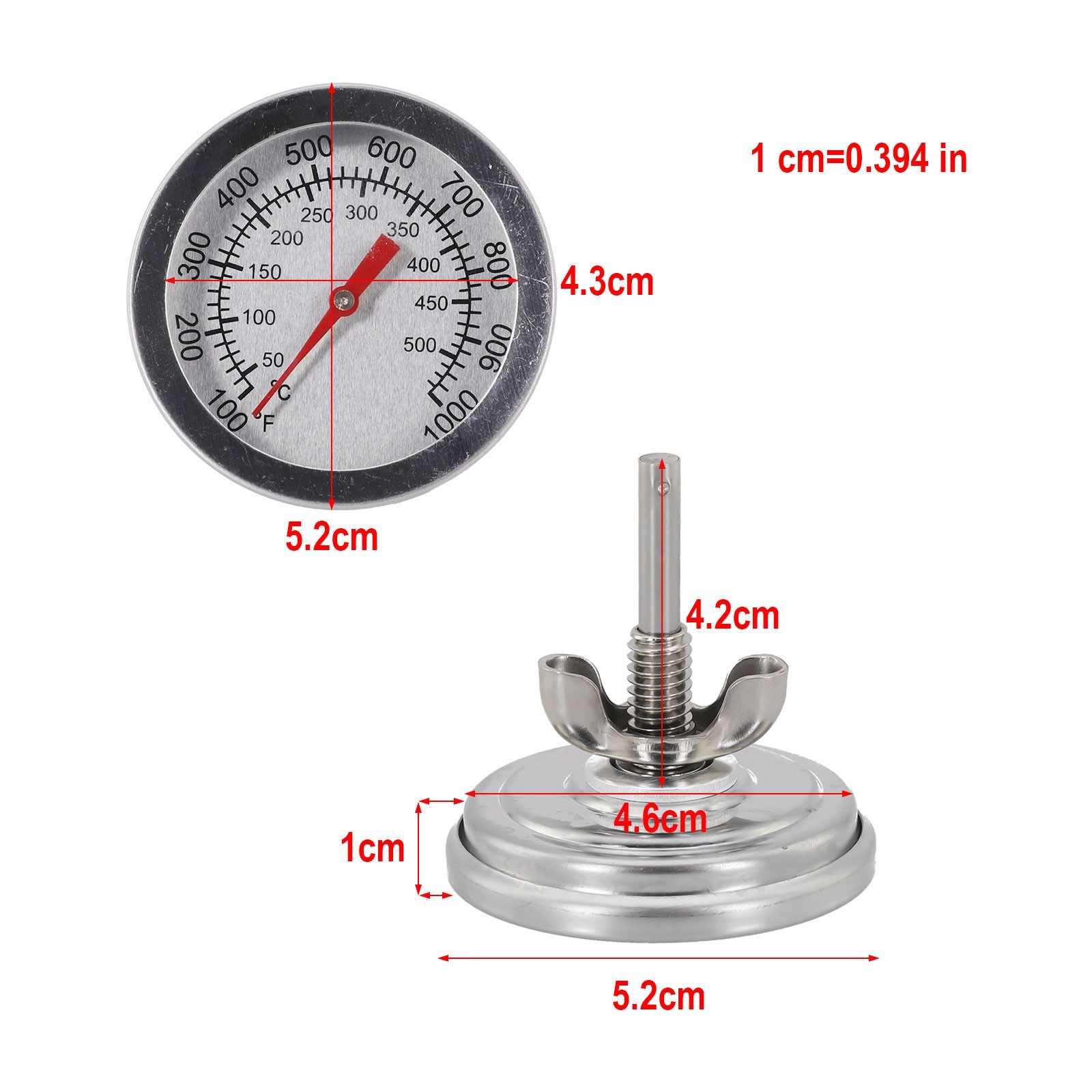 Practical Grill Thermometer 50~500?? Color: Silver Material: Stainless Steel