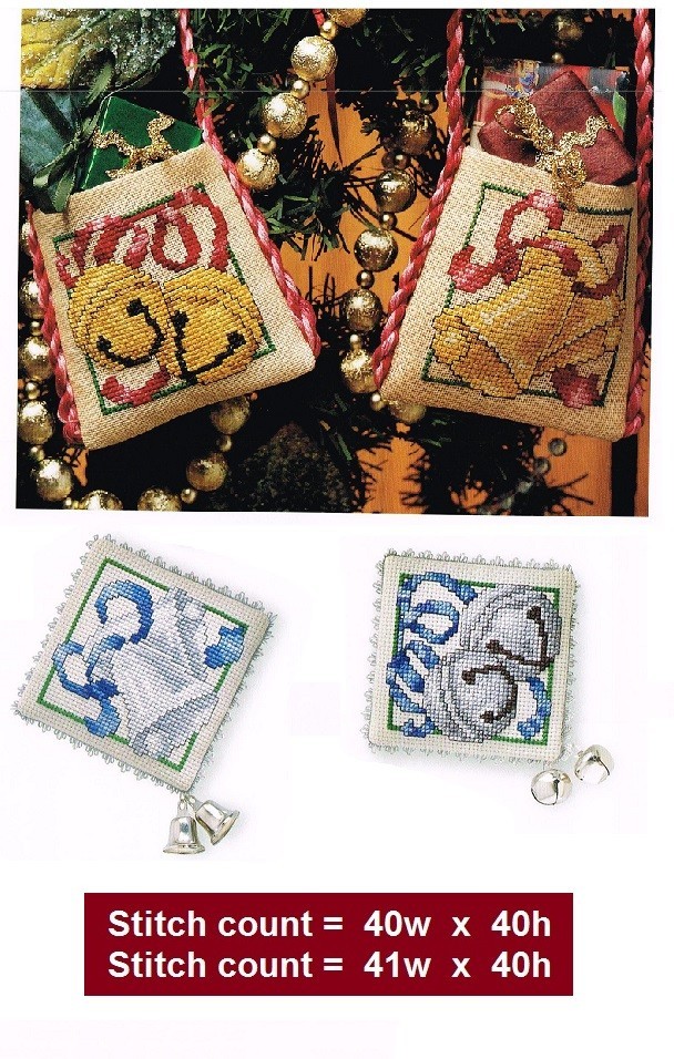 GOLDEN AND SILVER BELL ORNAMENTS  CROSS STITCH  PATTERN  ONLY    #963