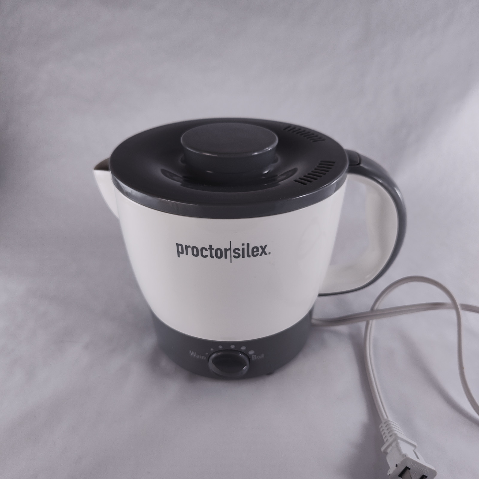 Proctor Silex HP04 Hot Pot Electric Kettle Grey White 32oz Tested Working CLEAN