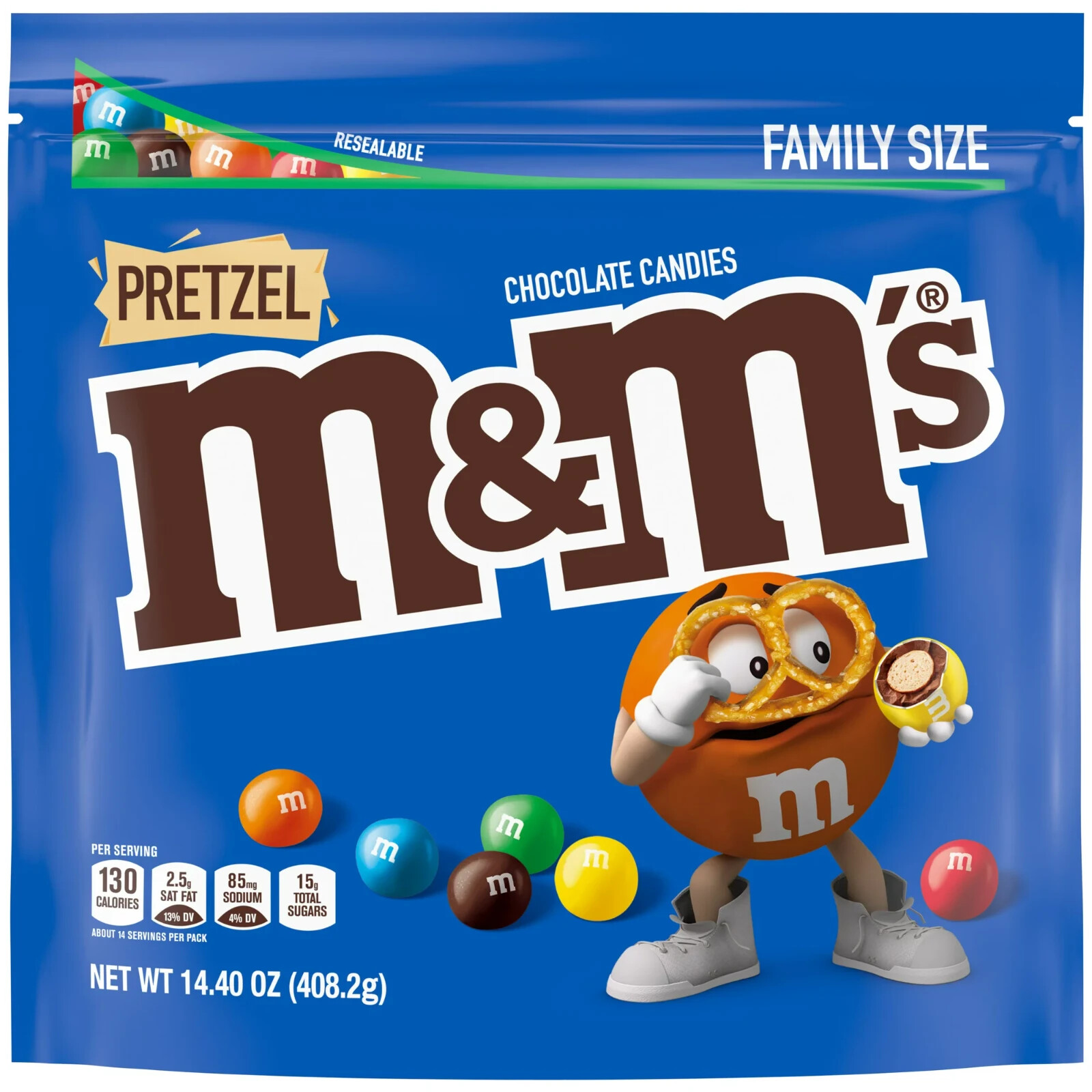 NEW Sealed Pretzel M&M's Family Size 14.40 oz Bag