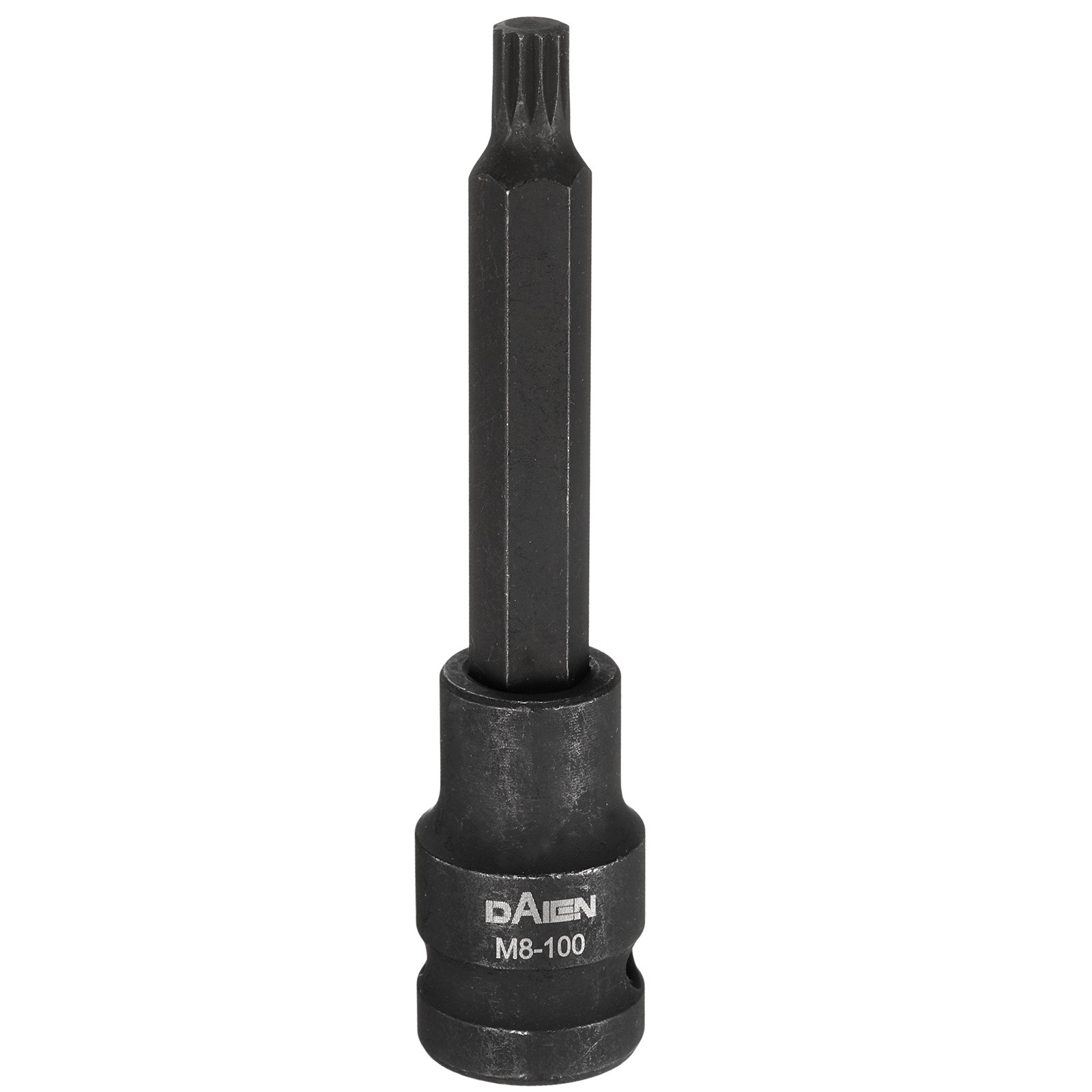 M8 12 Point Spline Bit Socket 100mm Length 1/2" Square Impact Bit Black