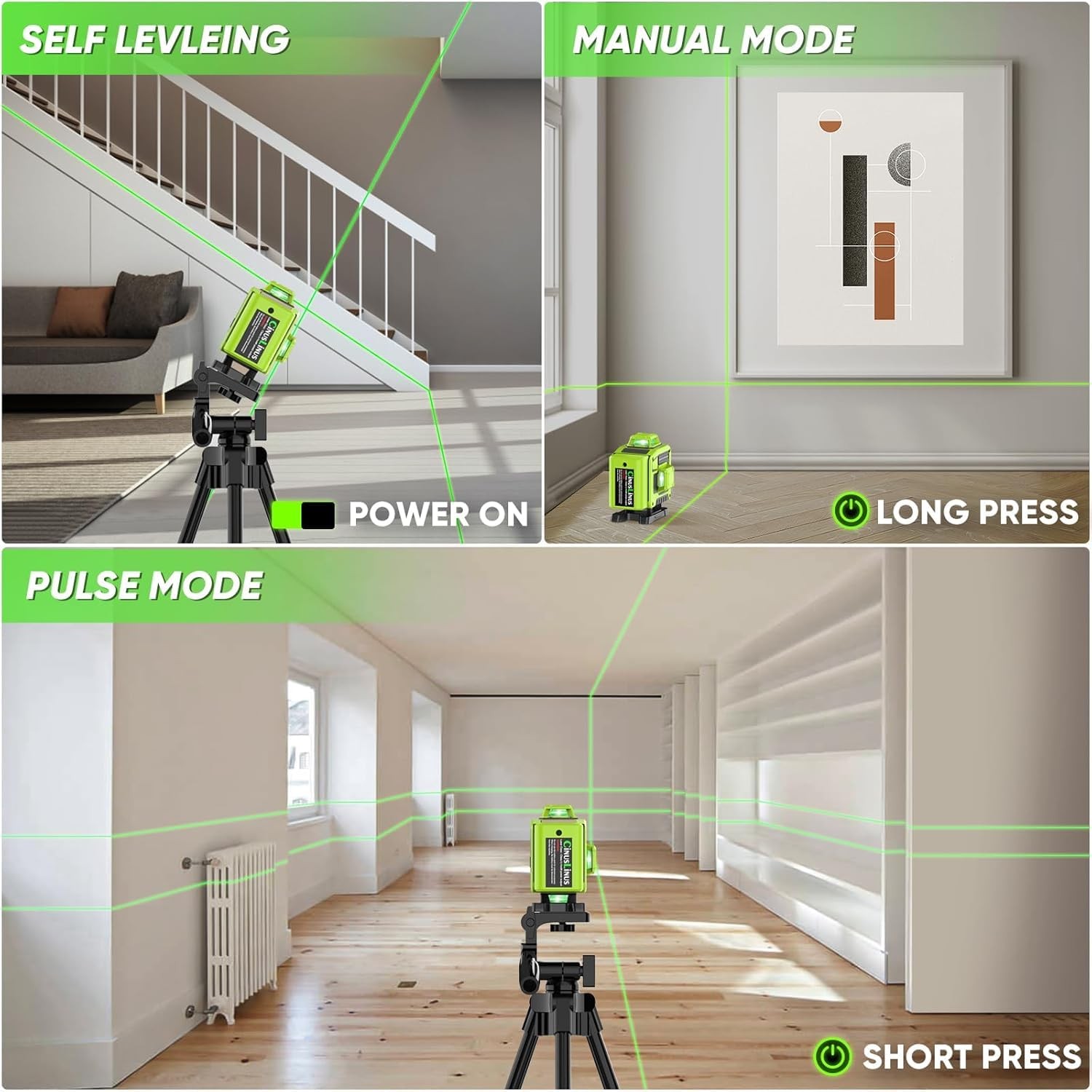 Laser Level 360 Self Leveling with 16 Lines With Tripod