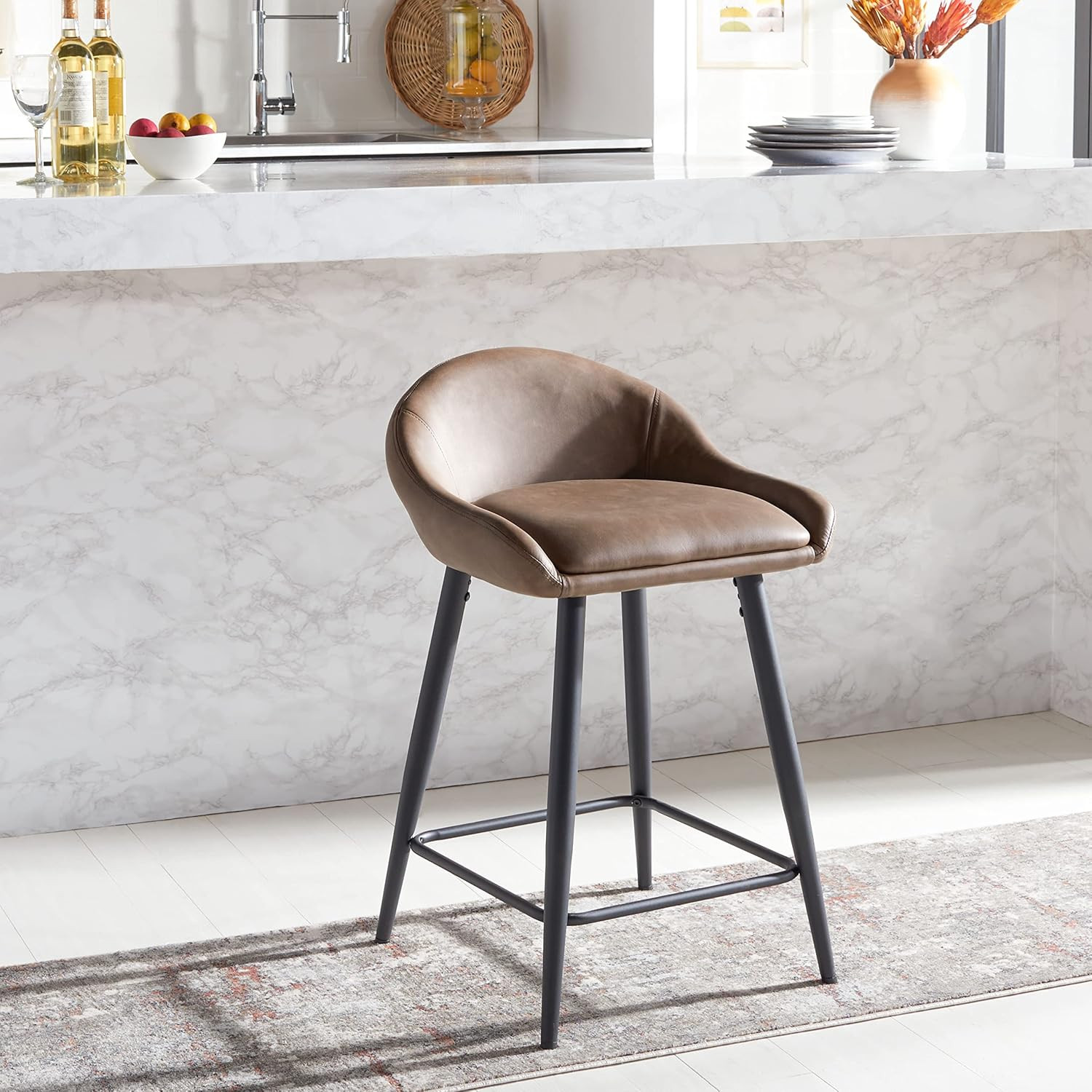 Anson Saddle Brown Faux Leather 25-Inch Counter Stool by Home