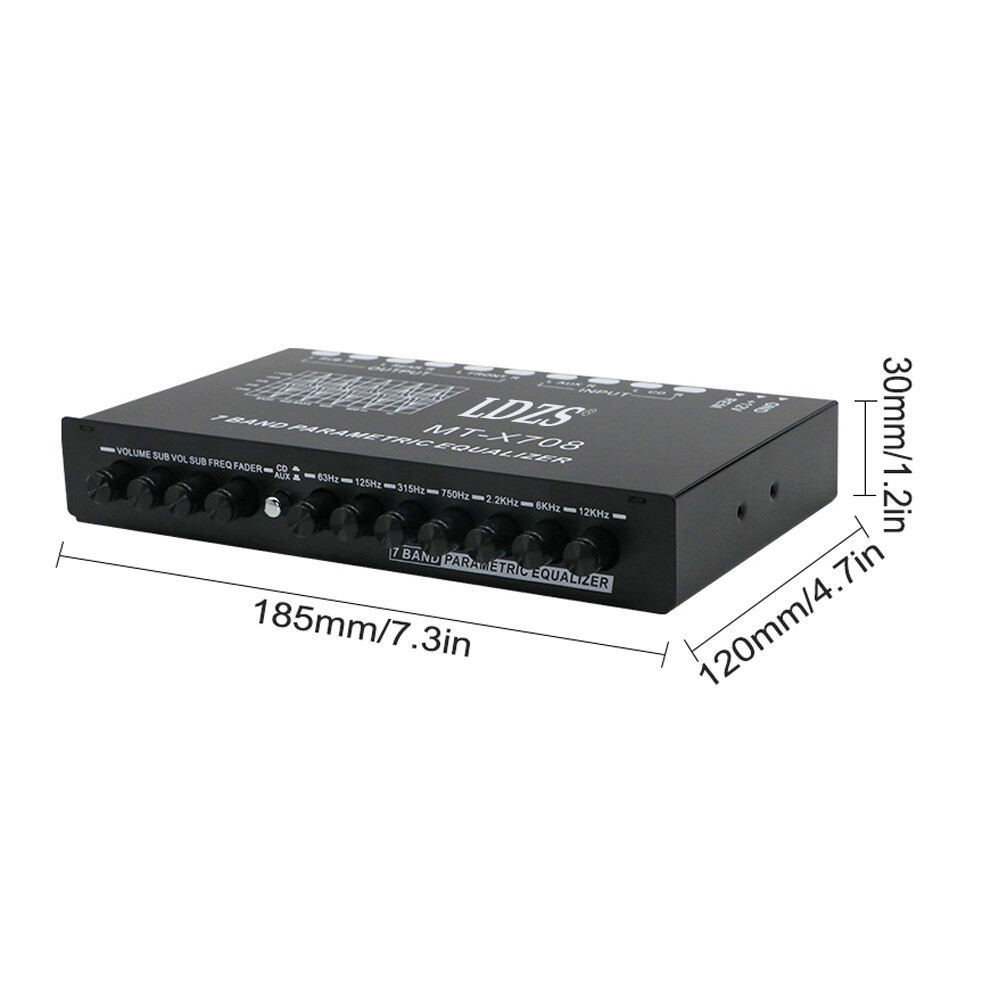 Car Audio Equalizer Adjustable 7Band EQ Graphic Equalizer with CD/AUX Input R8H0