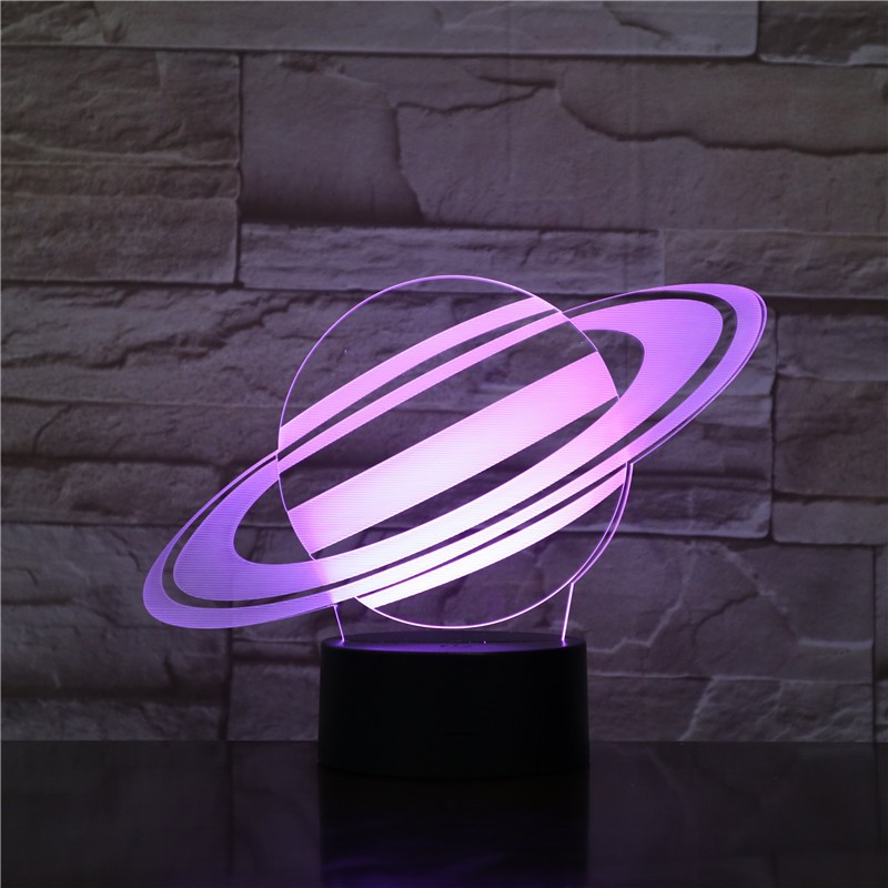 7 Color Changing Saturn 3D Illusion Night Light Planet LED Table Lamp Home Decor