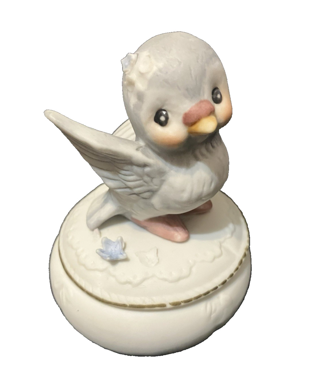 Kelvin Porcelain Bird Trinket Box C-720 Few Of The Flowers Are Broken missing