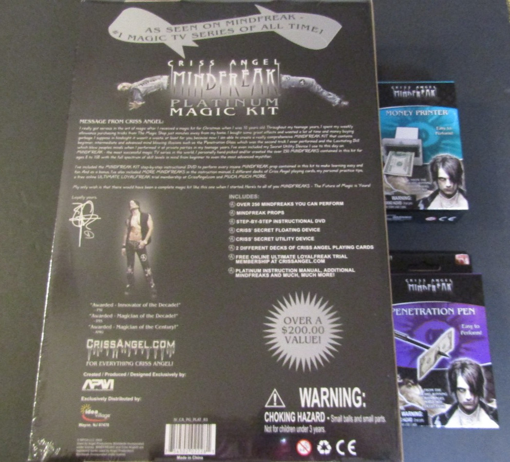 Criss Angel Mindfreak Platinum Magic Kit NEW Sealed (PLUS 2 BONUS TRICKS) Bundle