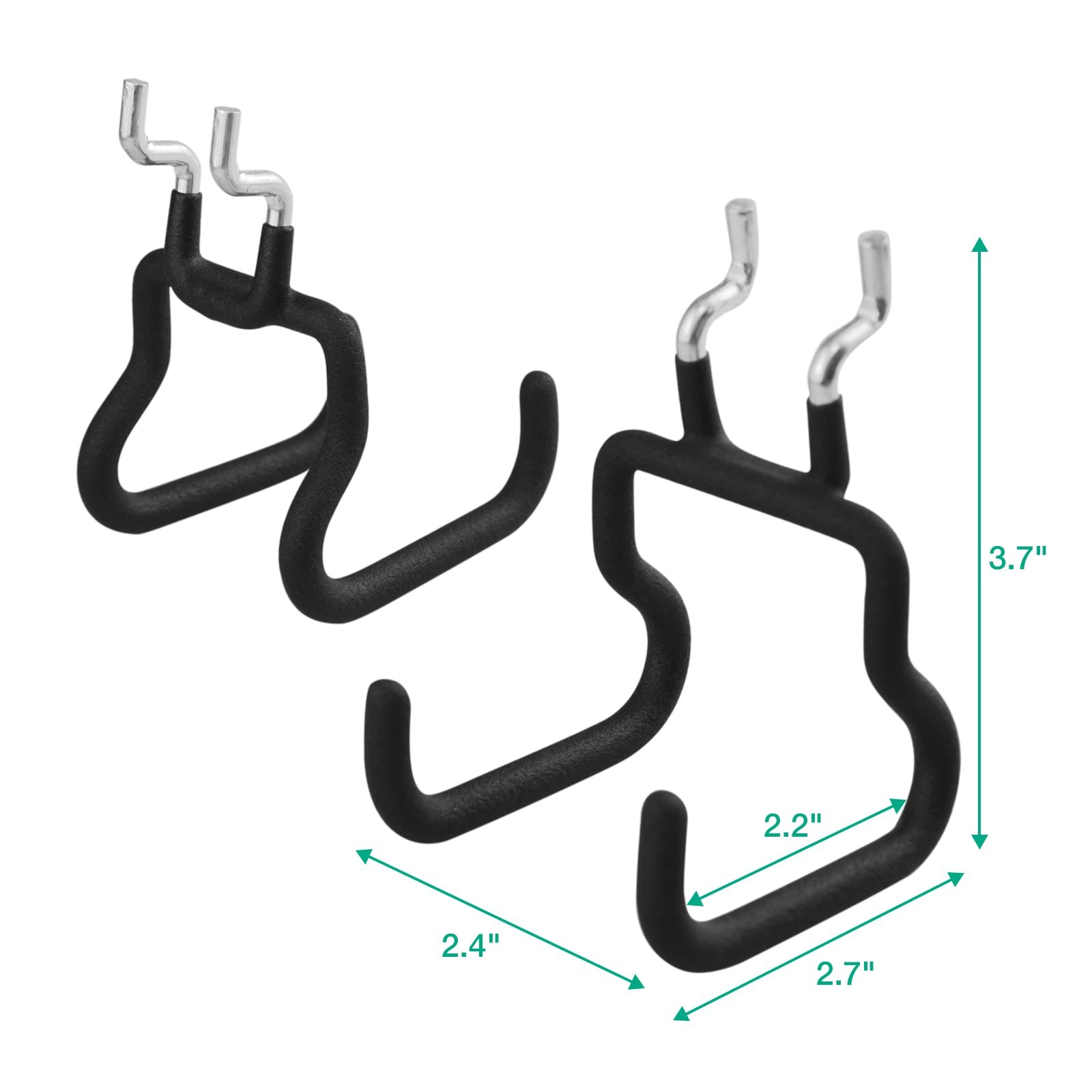 Pegboard Hooks, 8 Pack Peg Board Tool Utility Hooks & Hangers (Black)