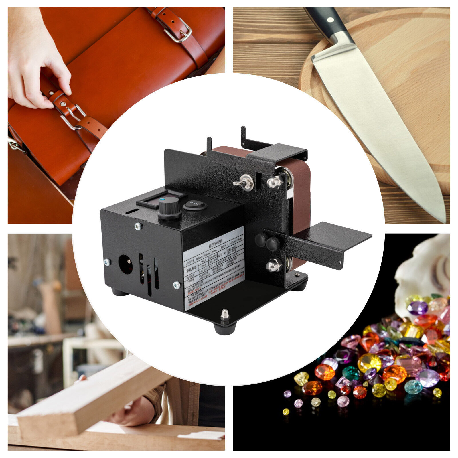 Electric Polishing Grinding Machine for Wood Metal Knife with 10X Abrasive Belt